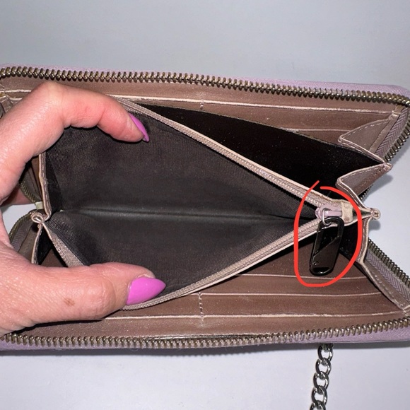 💯 GUCCI Violet Monogram Leather Zippered Wallet on Chain w/ auth cert - Picture 5 of 14